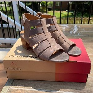 Comfortiva | Shoes | Comfortiva Alexis Graytaupe Suede Sandal 9w | Poshmark